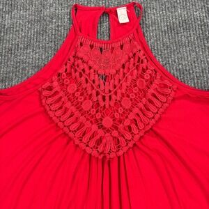 CY Fashion Red‎ Crochet Lace Halter Neck Swing Tank Top Medium M7762